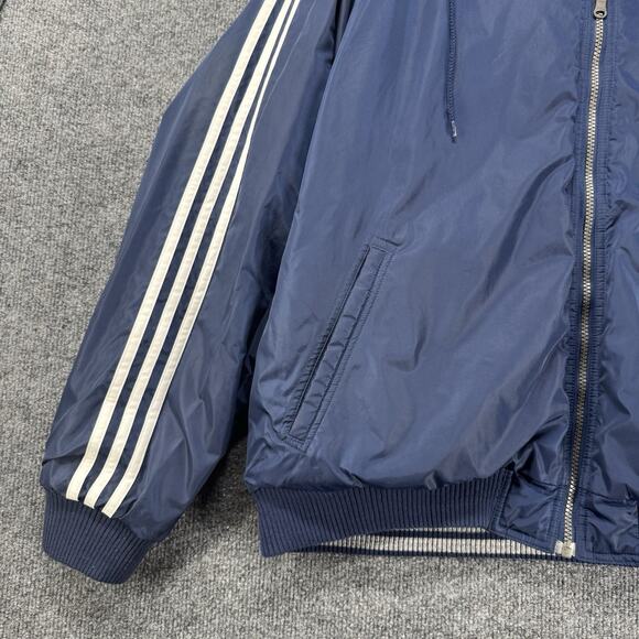 Vintage Y2K Adidas Reversible Hooded Stadium Blue Puffy Jacket Men Size Large - Picture 9 of 15